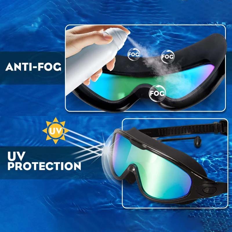 AquaVista Wide View Swim Goggles | Anti-Fog UV Protection Adult Goggles