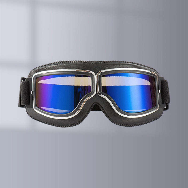 Retro Aviator Over-Glasses Motorcycle Goggles – Leather Foldable Design