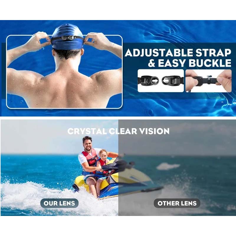 AquaVista Wide View Swim Goggles | Anti-Fog UV Protection Adult Goggles