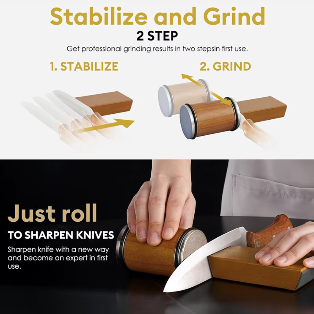 Precision Dual-Angle Rolling Knife Sharpener with Magnetic Guidance