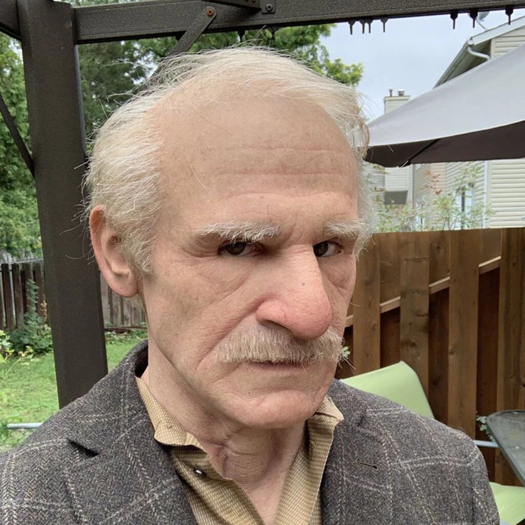 Articulated Senior Character Latex Mask with Moving Jaw