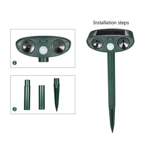Solar Motion-Activated Ultrasonic Animal Deterrent for Gardens and Yards