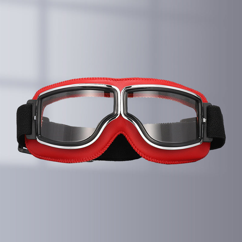 Retro Aviator Over-Glasses Motorcycle Goggles – Leather Foldable Design