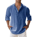 LinenCore Men's Long Sleeve Linen Henley Shirt