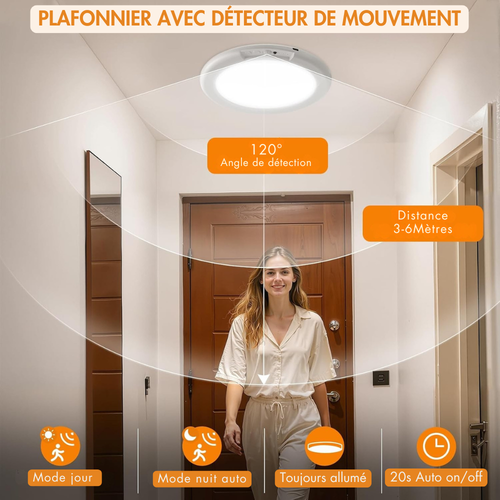 AutoGlow Wireless LED Ceiling Light with Motion Detector