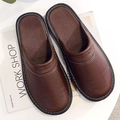 Men's Leather Slip-On House Slipper with Cushioned Insole