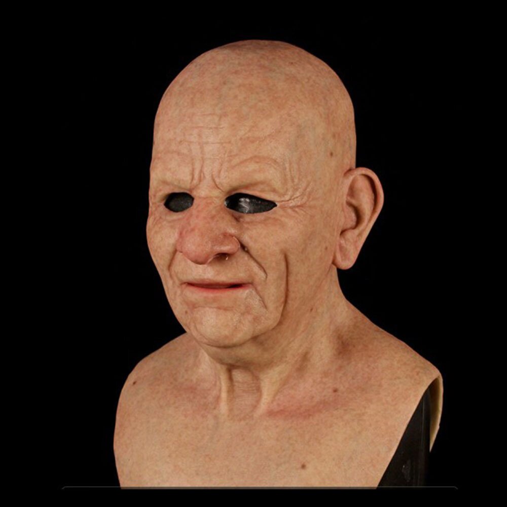 Articulated Senior Character Latex Mask with Moving Jaw