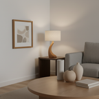 Lampe de Table Sculpturale en Chêne