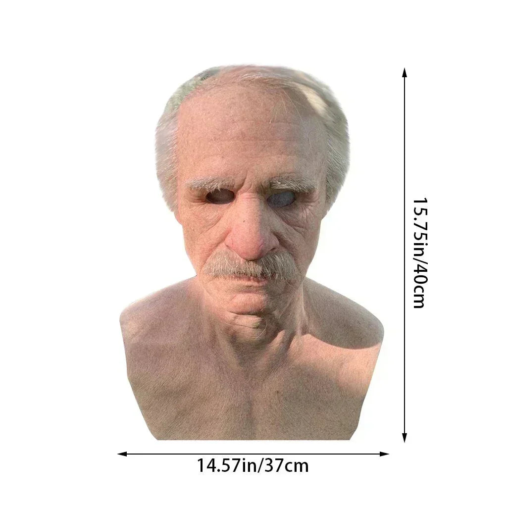 Articulated Senior Character Latex Mask with Moving Jaw