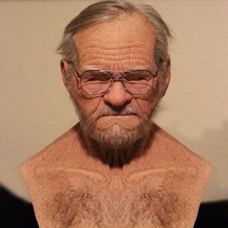 Premium Realistic Latex Transformation Mask with Detailed Beard