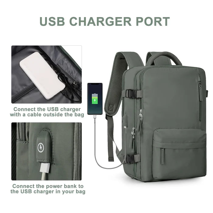 VoyaShield Waterproof Travel Backpack with USB Charging Port