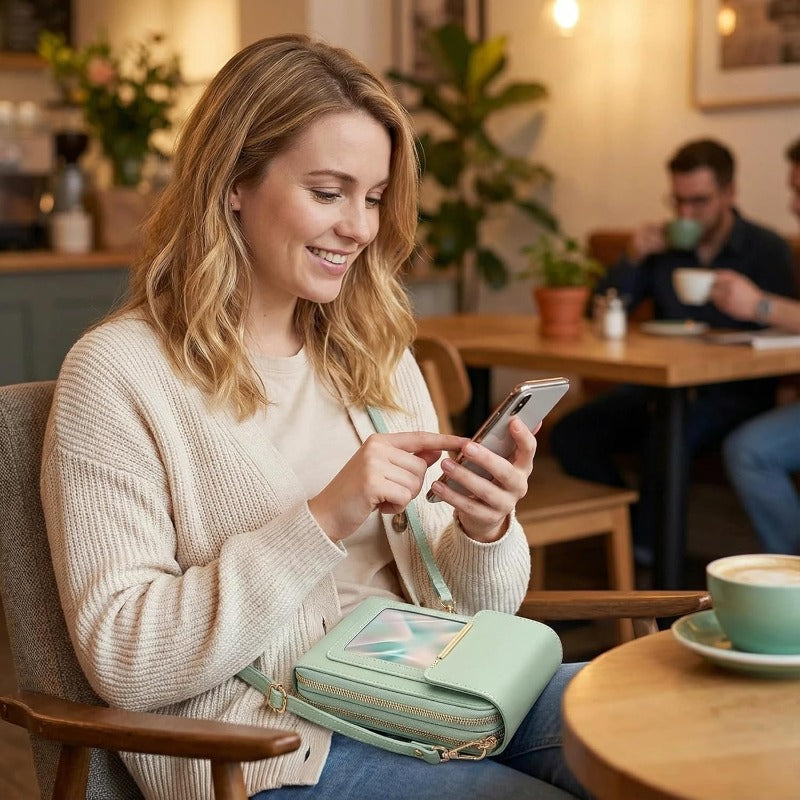 CarryEase Crossbody Phone Bag with Touchscreen Pocket and RFID Protection