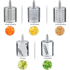 Premium Rotary Drum Grater with Five Interchangeable Blades and Suction Base