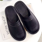 Men's Leather Slip-On House Slipper with Cushioned Insole