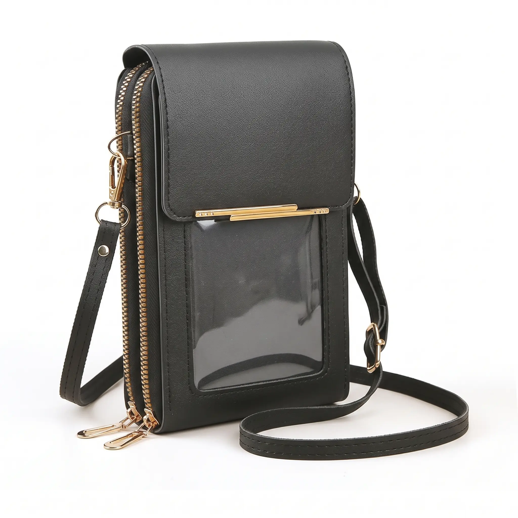 CarryEase Crossbody Phone Bag with Touchscreen Pocket and RFID Protection