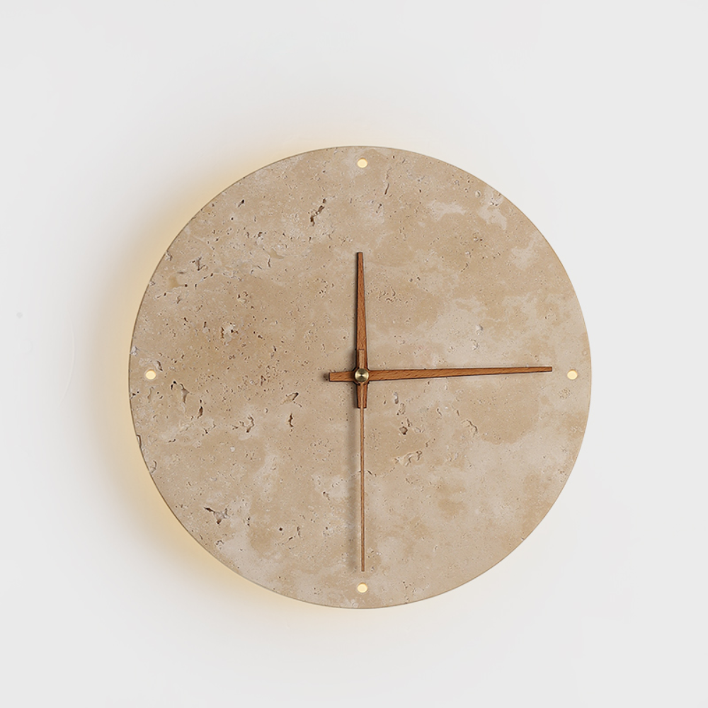 Natural Stone Backlit Wall Clock with LED Ambient Light - 9" or 11.8"
