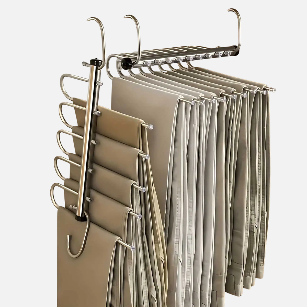 Multi-Bar Stainless Steel Pants Hanger with Dual-Mode Orientation