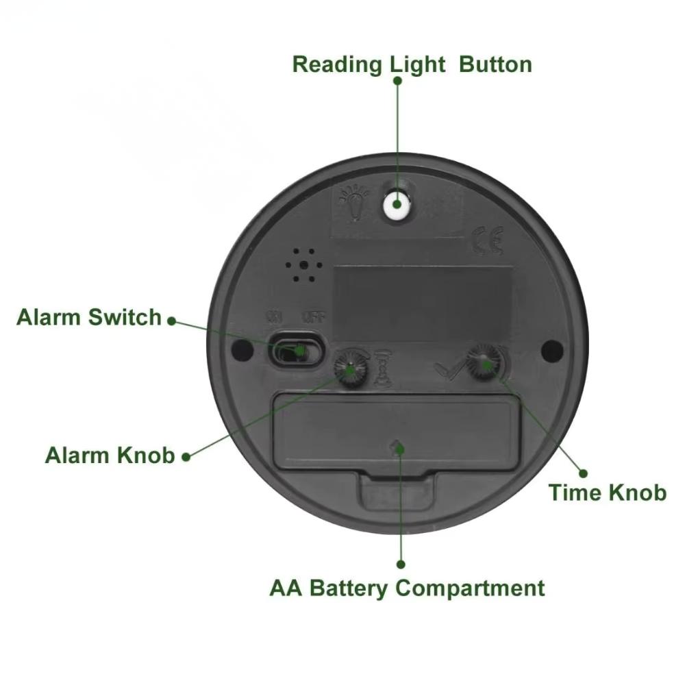 Silent Beech Wood Analog Alarm Clock with LED Backlight and Quartz Movement