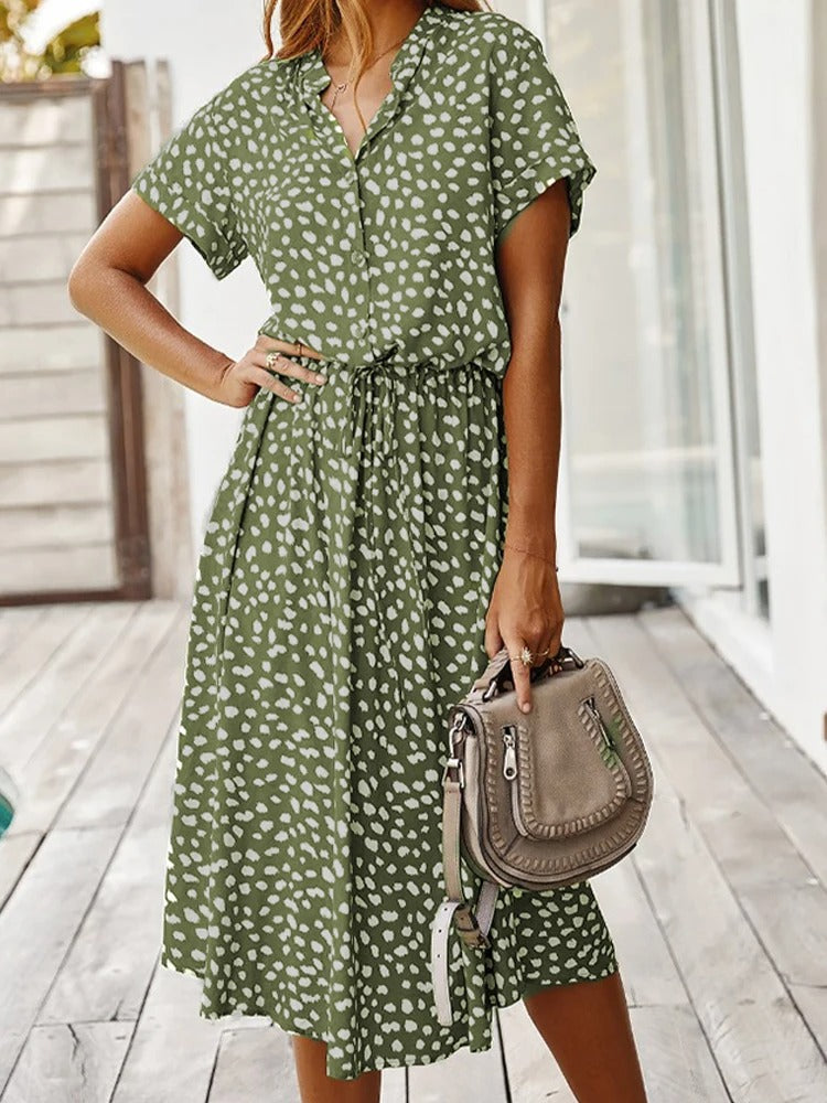Elowen Printed Midi Dress for Women Lightweight Summer Casual Dress