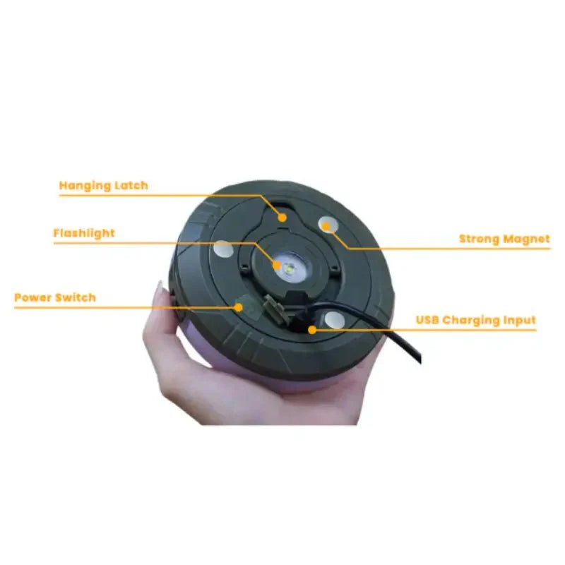 TrailGlow 4-in-1 Retractable Camping Light with 10m String Lights