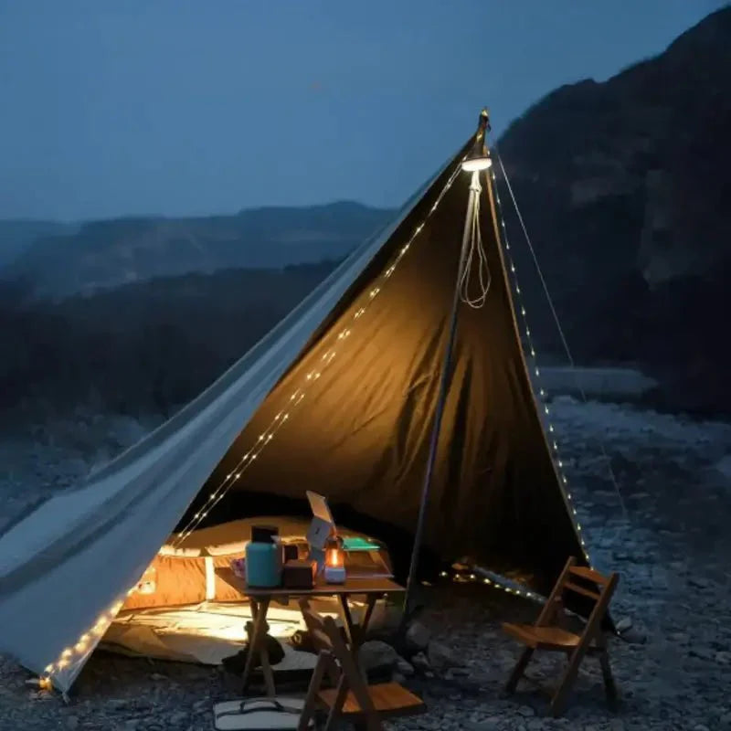 TrailGlow 4-in-1 Retractable Camping Light with 10m String Lights