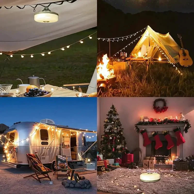 TrailGlow 4-in-1 Retractable Camping Light with 10m String Lights