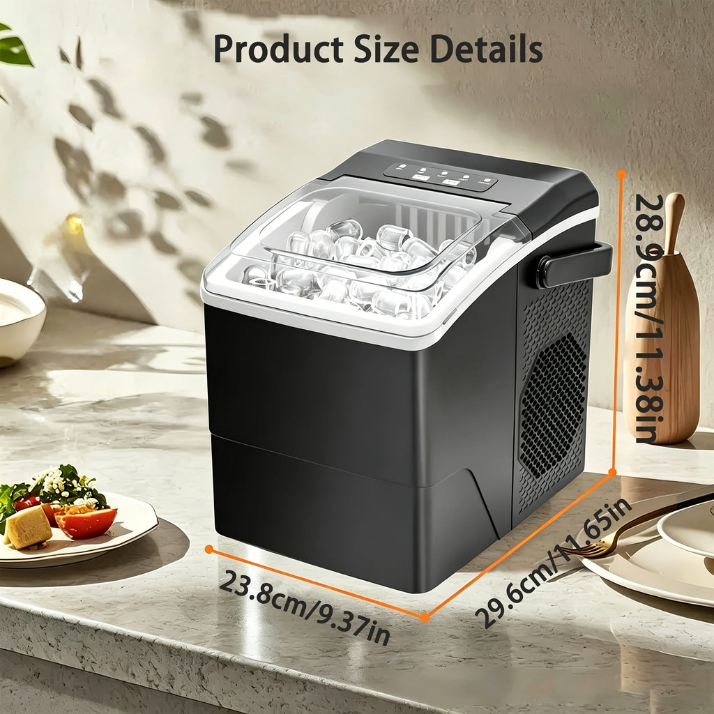QuickCube Compact Ice Maker | Countertop Ice Machine with 2 Ice Sizes