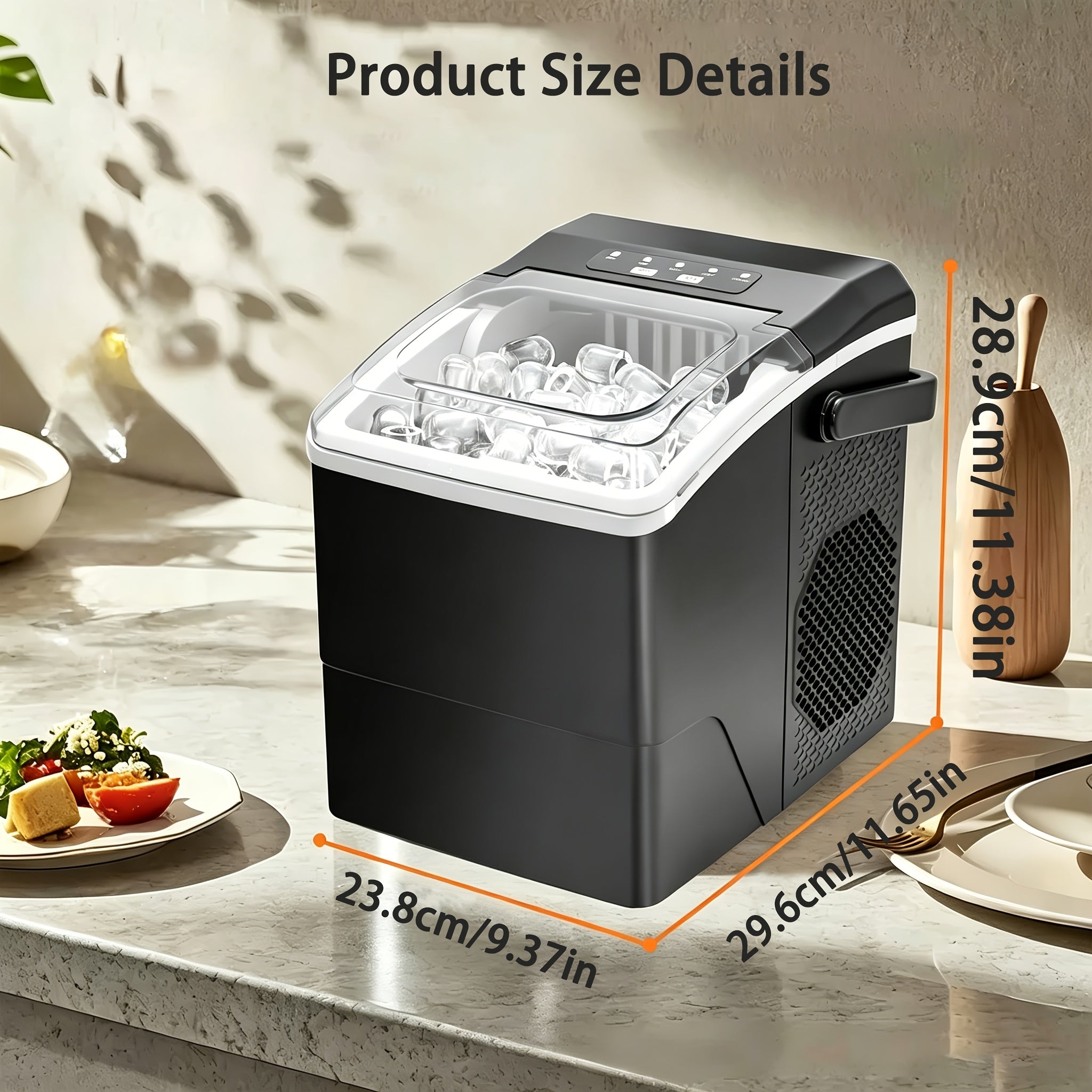 QuickCube Compact Ice Maker | Countertop Ice Machine with 2 Ice Sizes