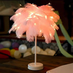 FeatherGlow Decorative Feather Table Lamp with Remote Control