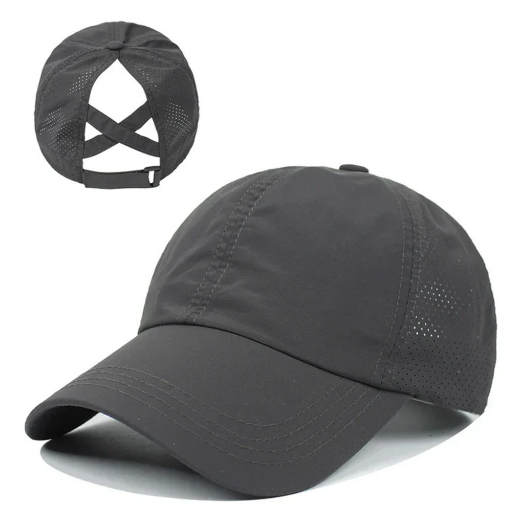 BreezeFit Mesh Sports Cap with Ponytail Opening and Adjustable Strap