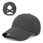 BreezeFit Mesh Sports Cap with Ponytail Opening and Adjustable Strap