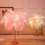 FeatherGlow Decorative Feather Table Lamp with Remote Control