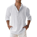 LinenCore Men's Long Sleeve Linen Henley Shirt