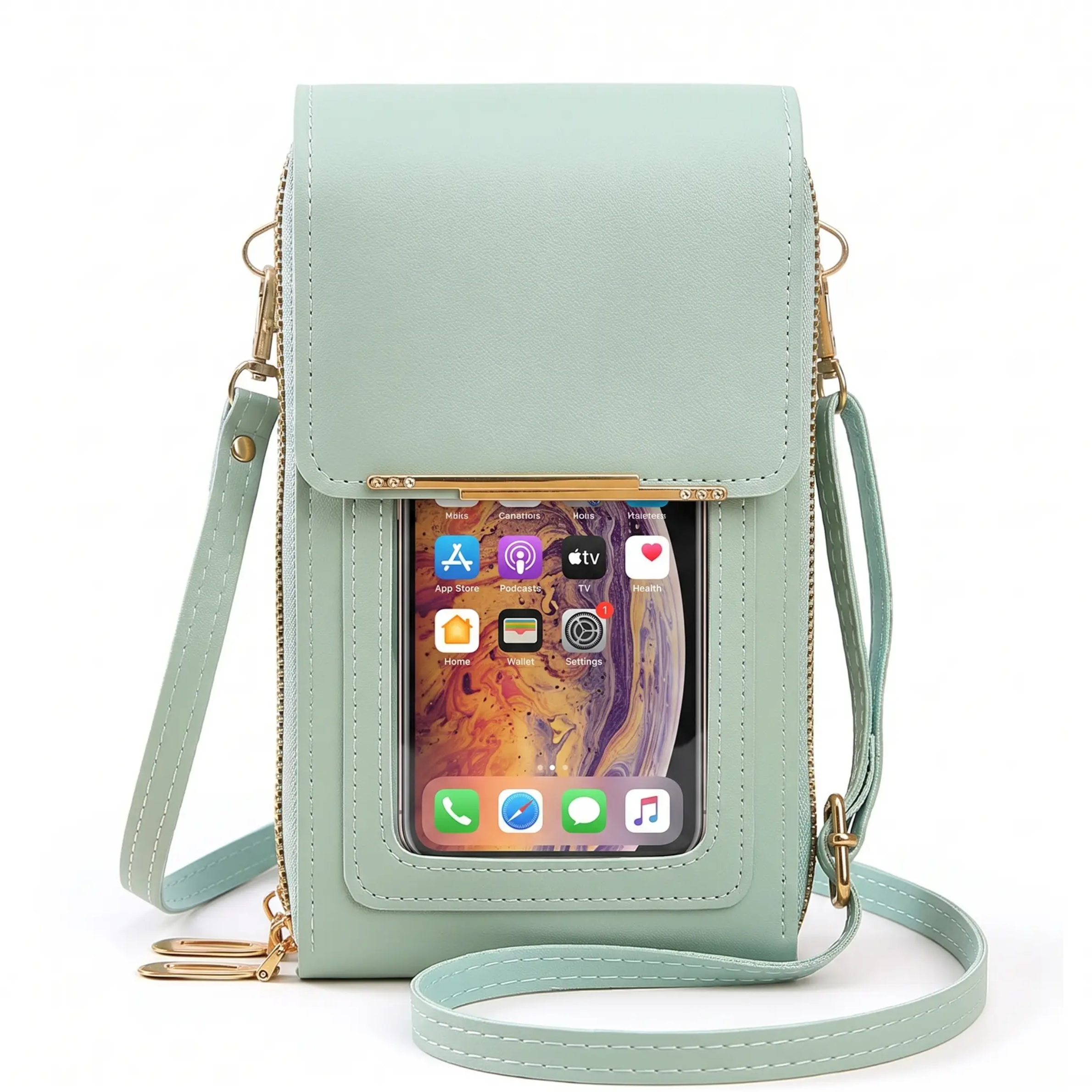 CarryEase Crossbody Phone Bag with Touchscreen Pocket and RFID Protection