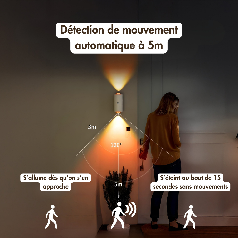 LumiSense LED Wall Light with Motion Detector