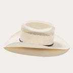 Premium Ventilated Straw Cowboy Hat with Leather Band and Silver Accents
