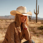 Premium Ventilated Straw Cowboy Hat with Leather Band and Silver Accents