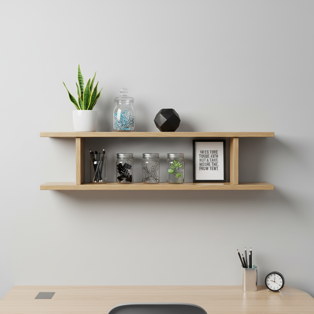 Floating Oak Wall Shelf