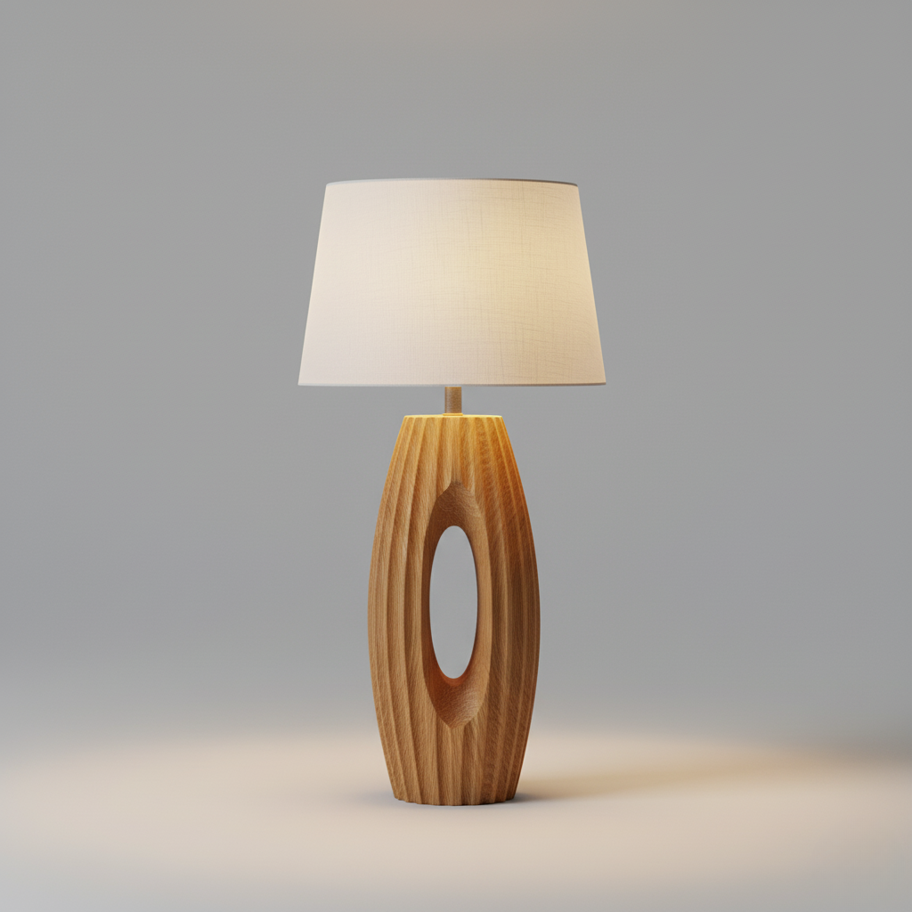 Sculpted Wood Table Lamp