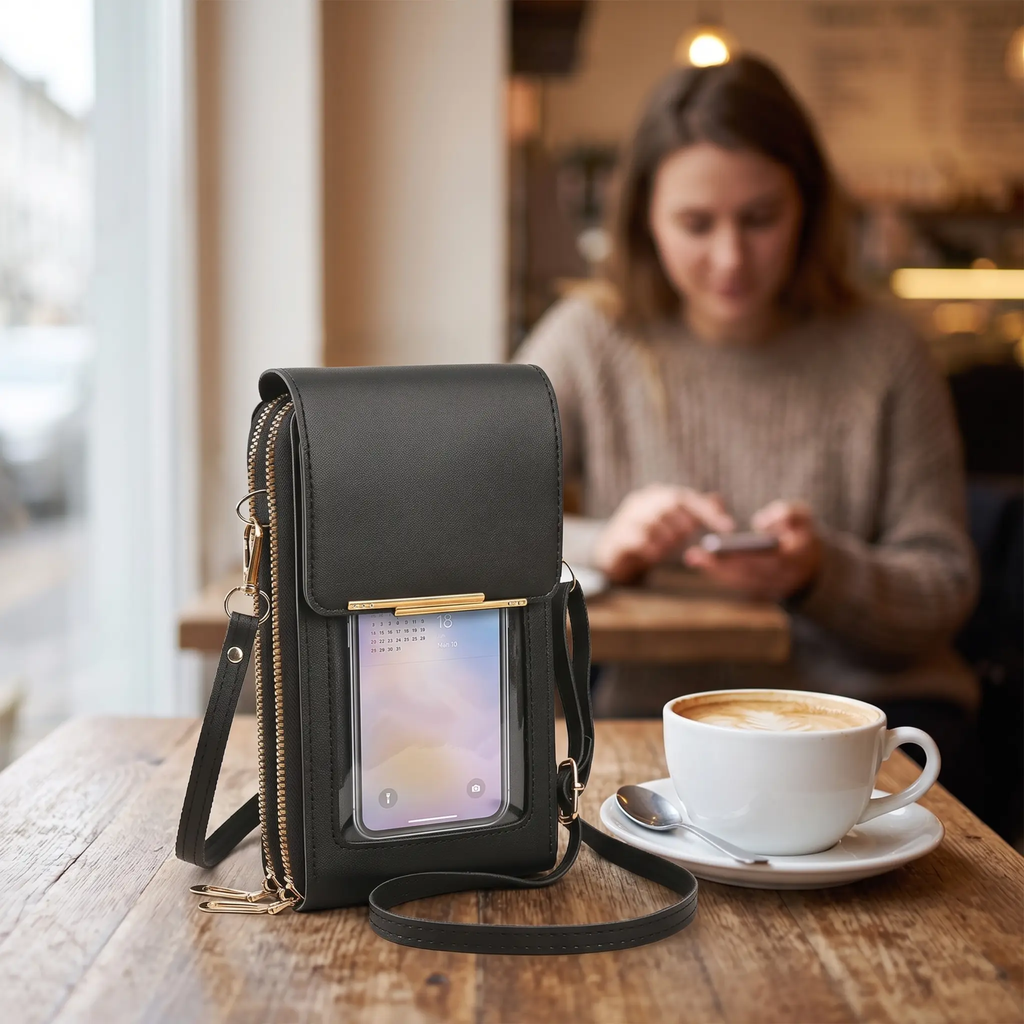 CarryEase Crossbody Phone Bag with Touchscreen Pocket and RFID Protection