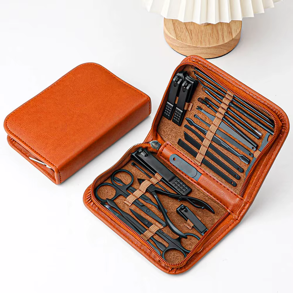 Premium Stainless Steel Travel Grooming Kit - 25-Piece Set with Carrying Case