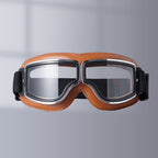 Retro Aviator Over-Glasses Motorcycle Goggles – Leather Foldable Design