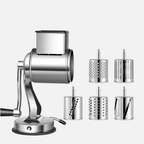 Premium Rotary Drum Grater with Five Interchangeable Blades and Suction Base