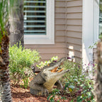Lifelike Crocodile Garden Statue - 19 Inch Resin Outdoor Decoration