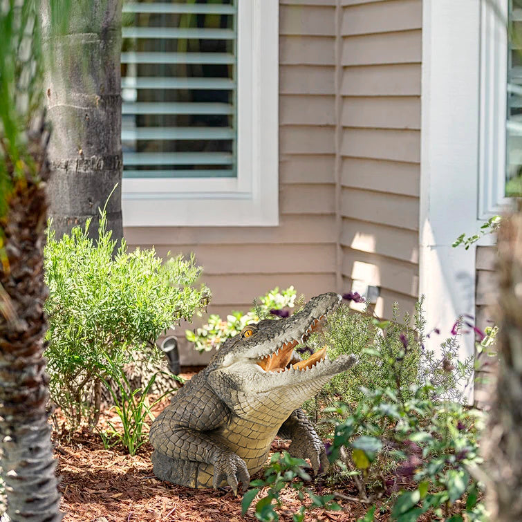 Lifelike Crocodile Garden Statue - 19 Inch Resin Outdoor Decoration