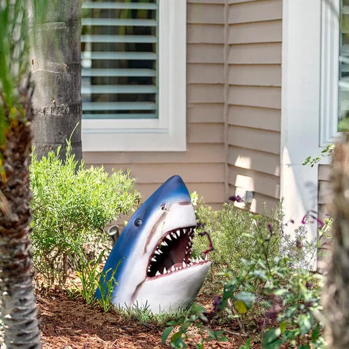 OceanBite Resin Shark Garden Sculpture Outdoor Decorative Garden Accent