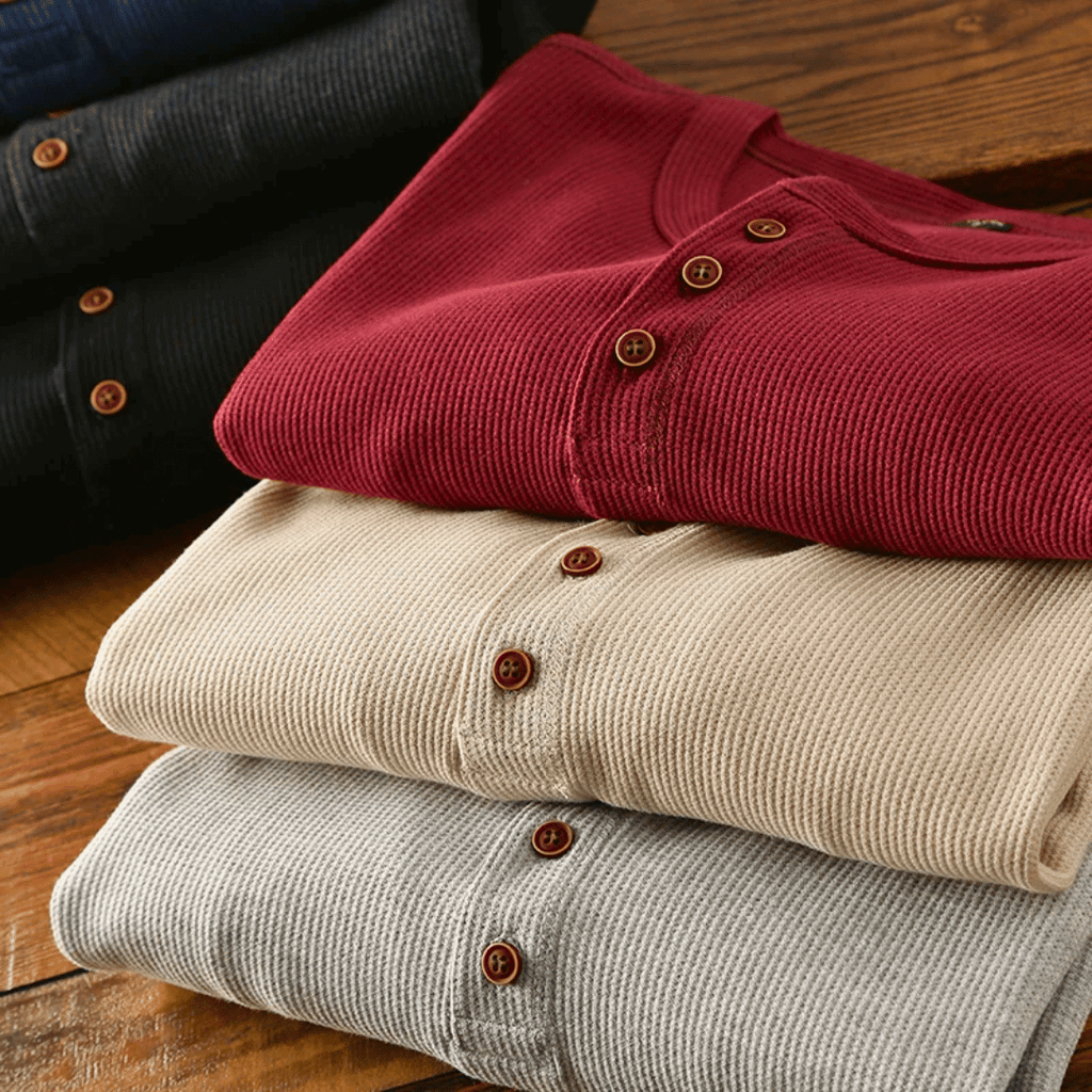 Ashcroft Henley T Shirt for Men Breathable Casual Button Neck Top