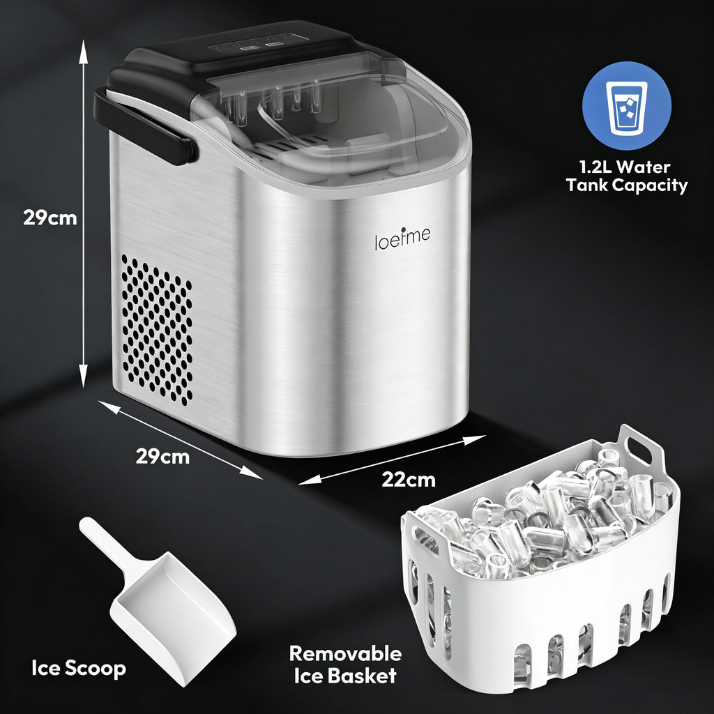 CrystalChill Countertop Ice Maker | Portable Ice Cube Machine 22kg/24H