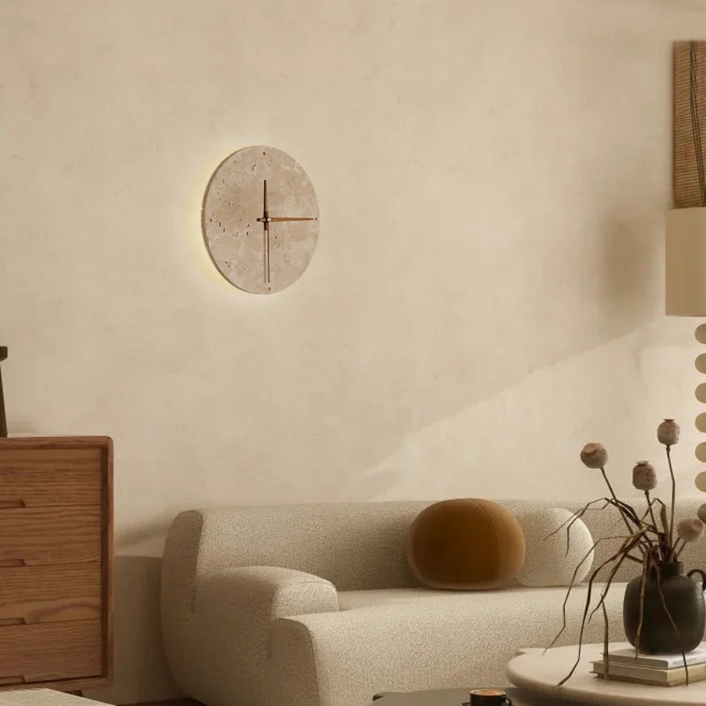 Natural Stone Backlit Wall Clock with LED Ambient Light - 9" or 11.8"