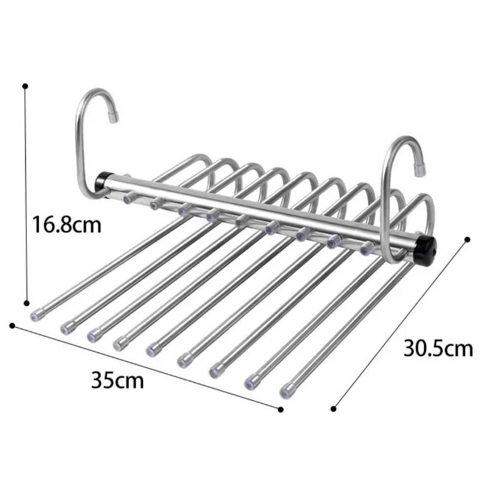 Multi-Bar Stainless Steel Pants Hanger with Dual-Mode Orientation